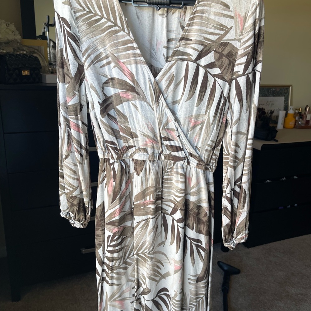 Tropical Print Wrap Dress